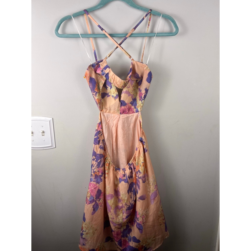 Hello Molly Pink Purple Floral Cutout Mini Dress Strappy Back US 6 NWT Romantic - Picture 3 of 6